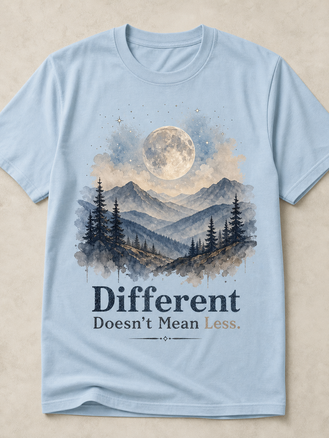 Different Doesn’t Mean Less - Soft Blue Mountain Boutique Tee
