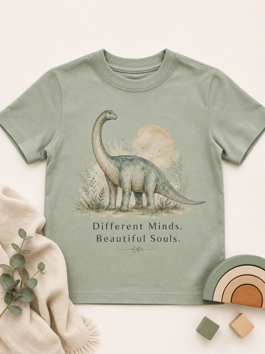 Different Minds. Beautiful Souls. - Sage Dino Boutique Tee