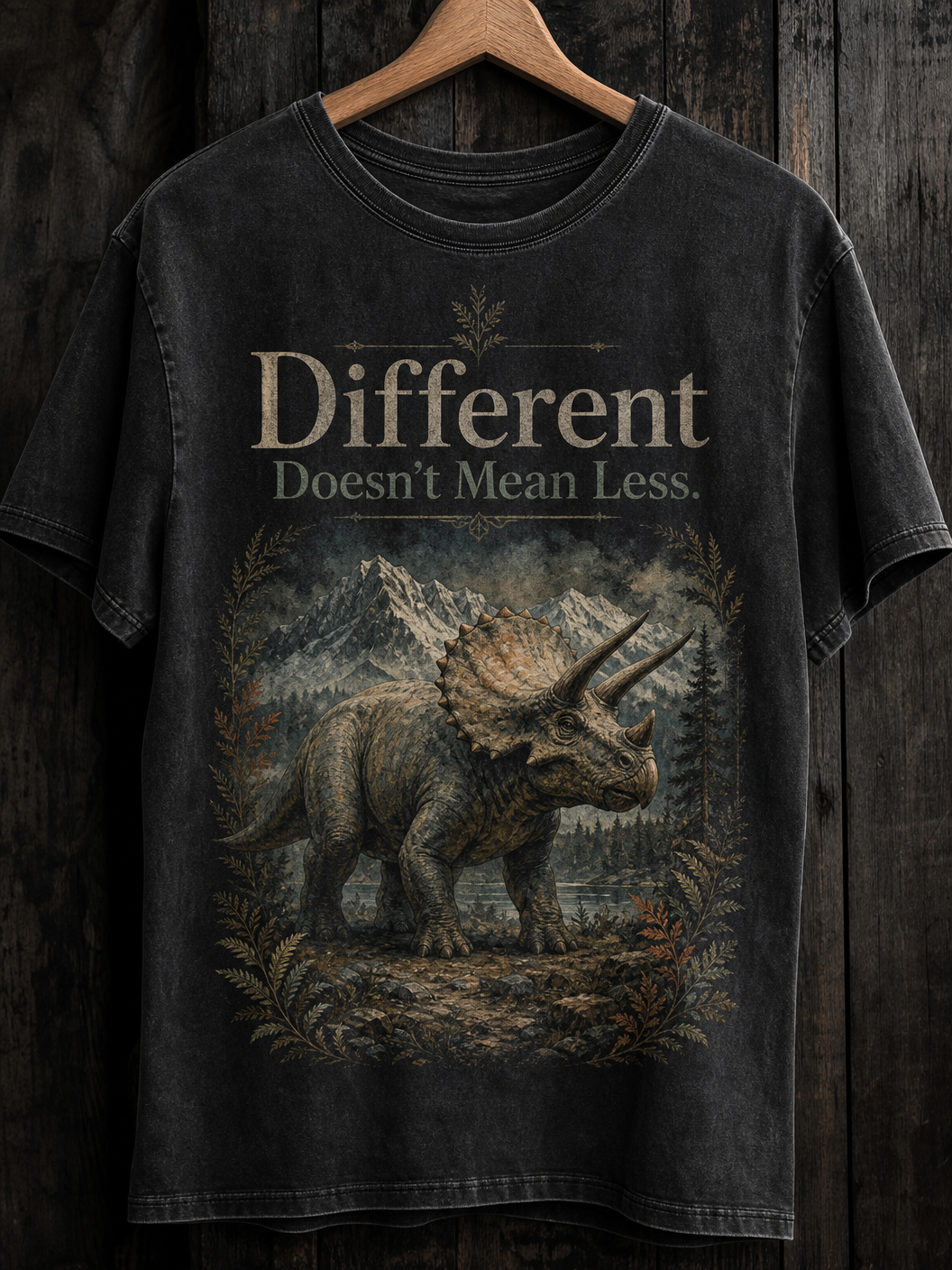 Different Doesn’t Mean Less - Rustic Dino Boutique Tee
